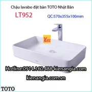 Chậu lavabo vuông đặt bàn TOTO LT952