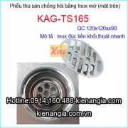 Thoát sàn đúc inox mờ 120X120 D90 KAG-TS165