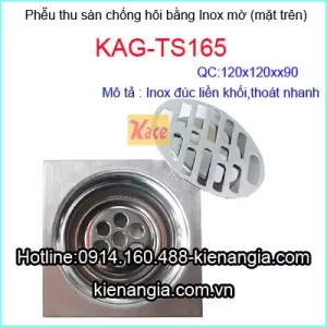 Thoát sàn đúc inox mờ 120X120 D90 KAG-TS165