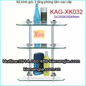 Kệ kiếng góc 3 tầng phòng tắm KAG-XK032