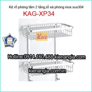 Kệ rổ thằng 2 tầng phòng tắm inox 304 KAG-XP34