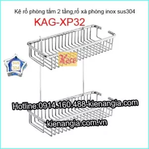 Kệ rổ thằng 2 tầng phòng tắm inox 304 KAG-XP32
