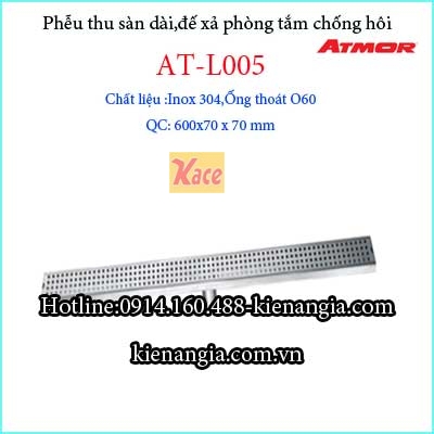 Xả lọc rác inox dài Atmor 70X600XD60 AT-L005