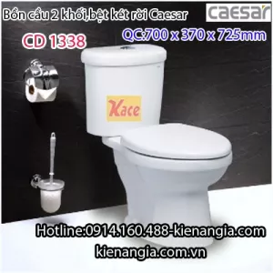 Bồn cầu bệt 2 khối Caesar 2 nhấn CD1338