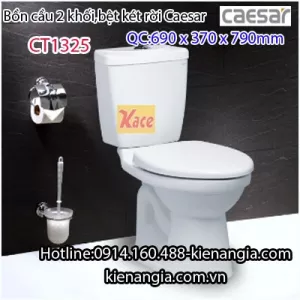 Bồn cầu 2 khối 1 nhấn giá rẻ Caesar CT1325