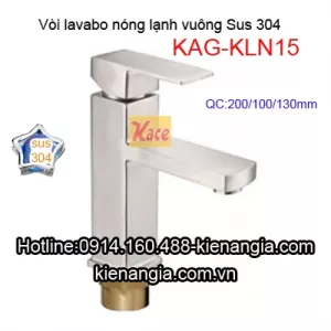 Vòi lavabo nóng lạnh vuông SUS 304 KAG-KLN15