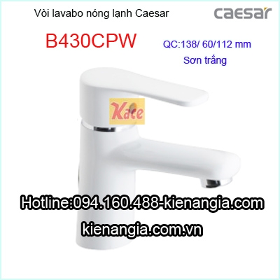 Vòi lavabo màu trắng Caesar nóng lạnh B430CPW