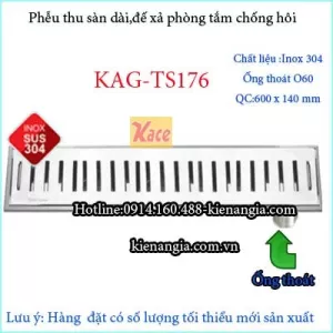 Thoát sàn sọc dài 140X600-D60 KAG-TSD176 thoát lệch tâm Hàng đặt