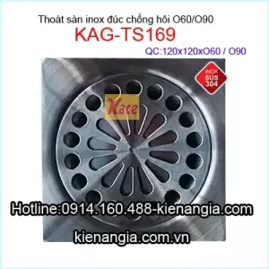 Thoát sàn Inox đúc 120x120 D60/90  KAG-TS169
