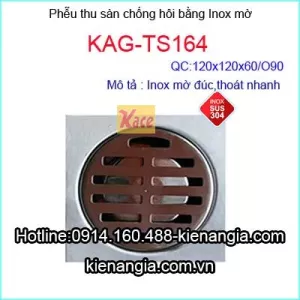 Thoát sàn đúc inox mờ 120X120 D60/90 KAG-TS164