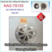 Phễu thoát sàn đúc inox 304 mờ 150X150 D90 KAG-TS155