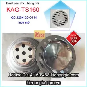 Phễu thoát sàn phòng tắm inox  đúc 120X120 D114 KAG-TS160