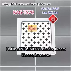 Hố ga nhà tắm inox bóng 120x120 DG60 KAG-TS70