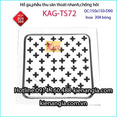 Thoát sàn chống hôi inox 150x150 D90 KAG-TS72