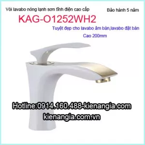 Vòi lavabo âm bàn nóng lạnh sơn tĩnh điện vàng trắng KAG-O1252WH2
