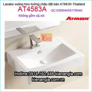 Lavabo vuông treo tường,đặt bàn Atmor-Thailand AT4583A