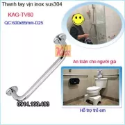 Thanh tay vịn inox cho bệnh viện 60cm KAG-TV60