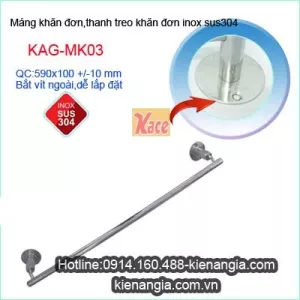 Kệ treo khăn nhà tắm,Giá treo khăn đơn inox KAG-MK03