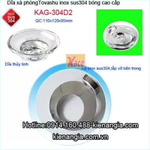 Dĩa xà bông cục,kệ xà phòng kiếng TOVASHU KAG-304D2