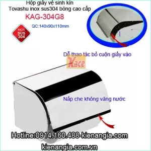 Hộp giấy vệ sinh inox kín TOVASHU KAG-304G8