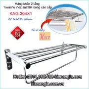 Giá treo khăn 2 tầng inox 304 TOVASHU KAG-304X1