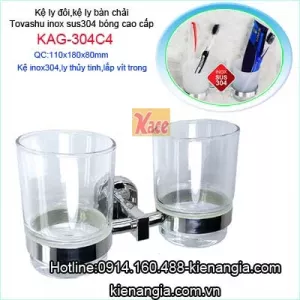 Kệ ly đôi, kệ ly bàn chải TOVASHU KAG-304C4