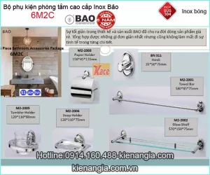 Bộ phụ kiện phòng tắm inox 304 INOX BẢO 6M2C
