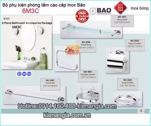 Bộ phụ kiện 6 món phòng tắm inox 304 INOX Bảo 6M3C