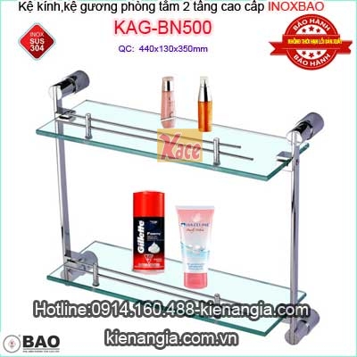 Kệ gương phòng tắm inox Bảo 2 tầng KAG-BN500