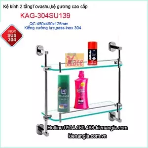 Kệ 2 tầng kính cường lực cao cấp Tovashu  KAG-304SU139
