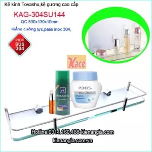 Kệ lavabo kiếng cường lực pat sus304 cao cấp Tovashu  KAG-304SU144