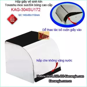 Hộp giấy vệ sinh kín cao cấp sus304 Tovashu KAG-304SU172
