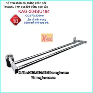 Máng khăn đôi inox cao cấp khách sạn Tovashu KAG-304SU184