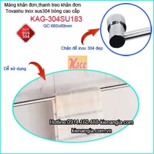 Gía treo khăn đế đúc inox 304 cao cấp Tovashu KAG-304SU183