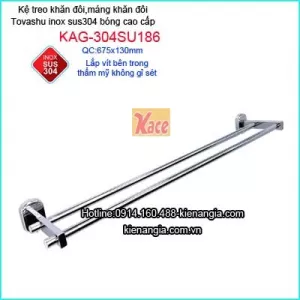 Thanh treo khăn đôi cao cấp khách sạn bằng inox Tovashu KAG-304SU186
