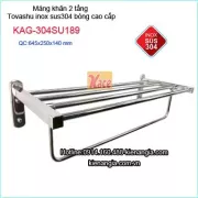 Máng khăn 2 tầng inox 304 cao cấp Tovashu KAG-304SU189