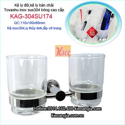 Kệ ly đôi,kệ ly phòng tắm Tovashu KAG-304SU174