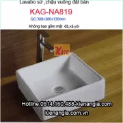 Tô sứ,chậu lavabo nổi đặt bàn vuông,chậu nail KAG-NA819