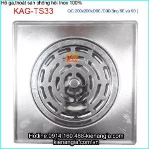 Thoát sàn chống hôi inox giá rẻ 200X200 O60 KAG-TS33