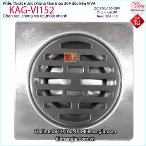 Hố ga WC liền khối  inox 304 150x150 D90 KAG-VI152