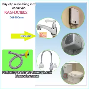 Dây cấp nước inox sọc đỏ có tai vặn dài 600 KAG-DCI602