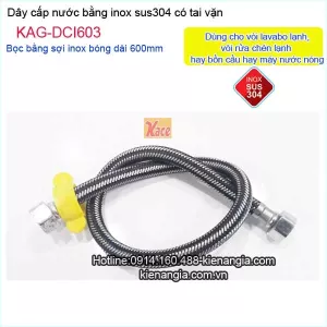 Dây cấp nước inox sus304 có tai vặn dài 60 KAG-DCI603