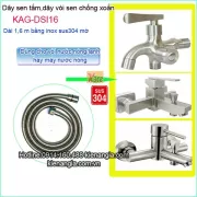 Dây sen tắm inox sus304 chống xoắn dài 1,6m KAG-DSI16