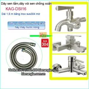 Dây sen tắm inox sus304 chống xoắn dài 1,6m KAG-DSI16