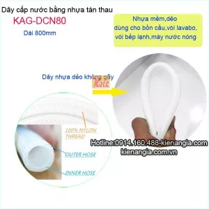 Dây cấp nước nhựa tán thau dài 80cm KAG-DCN80