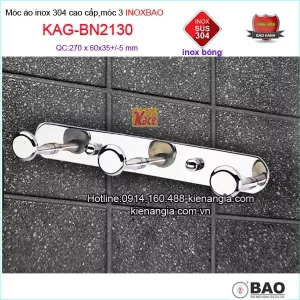 Móc áo INOX BẢO,móc 3 khách sạn inox304 BN2130