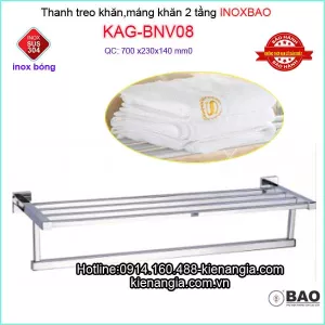 Kệ máng khăn vuông inox Bảo KAG-BNV08