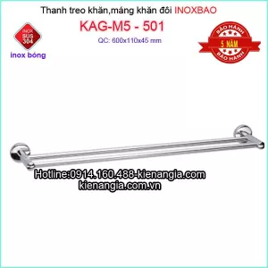 Máng khăn đôi sus304 Inox Bảo KAG-M5-501