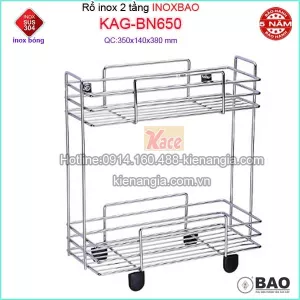 Kệ rổ lưới 2 tầng Inox Bảo KAG-BN650