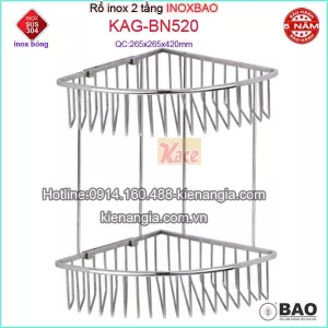 Kệ rổ lưới góc 2 tầng Inox Bảo KAG-BN520